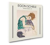 Seated Woman Vol.1 By Egon Schiele Canvas Print | Gallery Wrapped 30mm Frame Wall Art | 14x14 inches | Ready to Hang | Classic People Picture | Living Room Bedroom Lounge Office