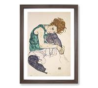 Seated Woman Vol.1 by Egon Schiele Framed Print | A2 Walnut Framed Wall Art | Ready to Hang | Modern Nature Picture | Living Room Bedroom Lounge Office