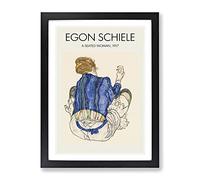 Seated Woman Vol.2 By Egon Schiele Exhibition Museum Painting Framed Print | A3 Black Framed Wall Art | Ready to Hang | Modern Historical Picture | Living Room Bedroom Lounge Office