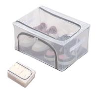 SEATOGEM 3 Pcs Shoe Storage Box, Foldable Shoe Boxes, Clear Double-Door Shoe Organizer, No Assembly Shoe Storage Bins for Closet