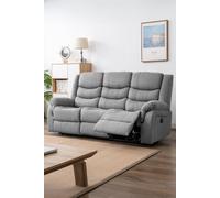 Seattle 3 Seater Fabric Manual Recliner Sofa More4Homes Grey One Size