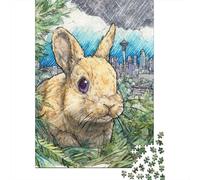 Seattle Bunny Art Print Jigsaw Puzzles Puzzle for Adults Kids. 1000 Pieces Whimsical Challenge Toy Educational Games Home Decoration for Educational Games Gifts 38x26cm/1000pcs