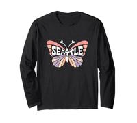 Seattle Butterfly - Washington Pastel City Name Word Art Long Sleeve T-Shirt