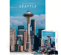 Seattle City 1000 Piece Jigsaws for Teenagers Logic Practice Easy Enjoyment Clean Edges Meaningful Gift (38x26cm)