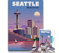Seattle City WA Travel Art Jigsaw Puzzles for Adults 1000 Jigsaws,Toys Educational Games Stress Relieving Suitable for Desktop Decoration 50x75cm