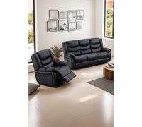 Seattle Electric Recliner Bonded Leather 1+3 Seater Sofa Set More4Homes Black One Size