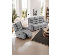 Seattle Electric Recliner Fabric 1+3 Seater Sofa Set More4Homes Grey One Size