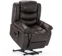 More4Homes Seattle Electric Single Motor Rise Recliner Armchair Sofa Home Lounge Bonded Leather Chair (Brown)