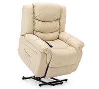 (Cream) Seattle Electric Rise Leather Recliner Armchair Sofa Home Lounge Chair