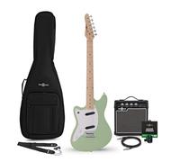 Seattle Left-Handed Electric Guitar, 10W Guitar Amp Pack | Everything a Budding Guitarist Needs, Left-Handed, Portable Amp with 2-Band EQ, Comfortable Neck, Seafoam Green