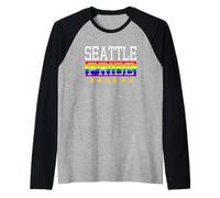 Seattle Pride Gay Lesbian Queer LGBT Rainbow Flag Raglan Baseball Tee