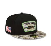 Seattle Seahawks NFL Cap New Era Black Logo Fitted Hat - New