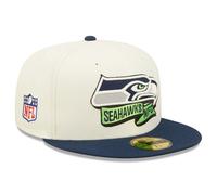 Seattle Seahawks NFL Cap New Era Cream Logo Fitted Hat - New