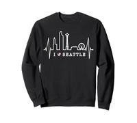 Seattle Skyline Heartbeat Silhouette Heart I Love Seattle Sweatshirt