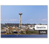 Seattle Skyline Showing The Space Needle in Washington State, Fridge Magnet