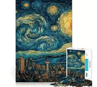 Seattle Skyline Starry Night Art 1000 Piece Jigsaw Puzzles for Teenagers Jigsaw Logic Train Toy Stress Relief Smooth Cut Memorable Gift (38x52cm)