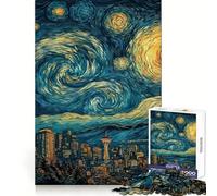 Seattle Skyline Starry Night Art 1000 Piece Jigsaw Puzzles for Teenagers Jigsaw Logic Train Toy Stress Relief Smooth Cut Memorable Gift (38x52cm)