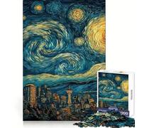 Seattle Skyline Starry Night Art Jigsaw Puzzle 1000 Piece for Teenagers Logic Train Toy Light Relax Smooth Cut Wall Art Decor (50x75cm)