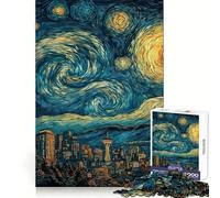 Seattle Skyline Starry Night Art Jigsaw Puzzles 1000 Piece for Teenagers Mental Logic Toy Calm Escape Fine Edge Art Collectible (38x26cm)