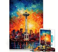 Seattle Space Needle Jigsaw Puzzles 1000 Piece for Teenagers Enhance Recall Relax Time Exact Edge Creative Gift (50x75cm)