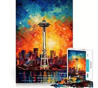 Seattle Space Needle Jigsaw Puzzles for Teenagers 1000 Pieces Wise Think Toy Leisure Fun Clear Cut Wall Art Decor (38x26cm)