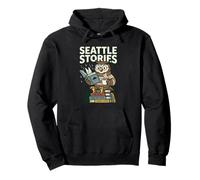 Seattle Stories Rainy Day Tales Book Lover Owl Club Pacific Pullover Hoodie