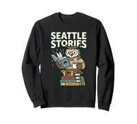 Seattle Stories Rainy Day Tales Book Lover Owl Club Pacific Sweatshirt