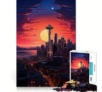 Seattle WA Space Needle Adult Jigsaw Puzzle1000 Pieces Brain Teaser Mental Relax Pattern Assembly Santa Wish Item (38x52cm)