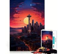 Seattle WA Space Needle Adult Jigsaw Puzzles 1000 Pieces Brain Workout Toy Casual Relax Image Assembly Artistic Gift (50x75cm)