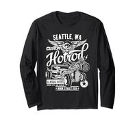 Seattle WA Vintage Hotrod Car and Motorcycle Design Long Sleeve T-Shirt