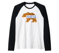 Seattle Washington Bear for Nature Lover Raglan Baseball Tee