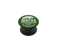 Seattle Washington City Skyline Grunge Art Retro Souvenir PopSockets Adhesive PopGrip