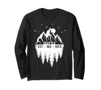 Seattle Washington Established 1853 Mountains Trees Souvenir Long Sleeve T-Shirt