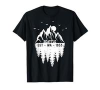 Seattle Washington Established 1853 Mountains Trees Souvenir T-Shirt