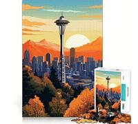 Seattle Washington Jigsaw Puzzles 1000 Piece for Teenagers Enhance Recall Relax Time Exact Edge Creative Gift (38x52cm)