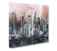 Seattle Washington Skyline Canvas Print | Gallery Wrapped 30mm Frame Wall Art | 14x14 inches | Ready to Hang | Abstract Cityscape Picture | Living Room Bedroom Lounge Office