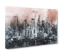Seattle Washington Skyline Canvas Print | Gallery Wrapped 30mm Frame Wall Art | 20x14 inches | Ready to Hang | Abstract Cityscape Picture | Living Room Bedroom Lounge Office