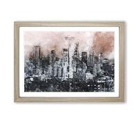 Seattle Washington Skyline in Abstract Framed Print | A2 Oak Framed Wall Art | Ready to Hang | Abstract Cityscape Picture | Living Room Bedroom Lounge Office