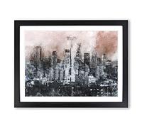 Seattle Washington Skyline In Abstract Modern Art Framed Print | A3 Black Framed Wall Art | Ready to Hang | Abstract Cityscape Picture | Living Room Bedroom Lounge Office