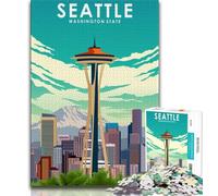Seattle Washington Travel Adult Jigsaw Puzzles 1000 Pieces,Challenging Game And Family Play for Is Ideal As A Gift for The Whole Family 38x26cm