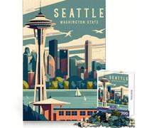 Seattle Washington Travel Jigsaw Puzzles 1000 Pieces for Teenagers Mind Challenge Peaceful Fun Seamless Fit Bday Surprise (50x75cm)
