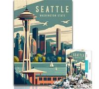 Seattle Washington Travel Puzzles for Teenagers Teens 1000pc Puzzle,Decompressing Intellectual Educational Toy Secret Santa Gifts 50x75cm