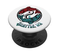 Seattle Washington Two Salmon Pacific Northwest Coast Style PopSockets Adhesive PopGrip