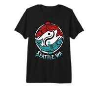 Seattle Washington Two Salmon Pacific Northwest Coast Style Premium T-Shirt