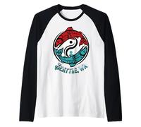 Seattle Washington Two Salmon Pacific Northwest Coast Style Raglan Baseball Tee