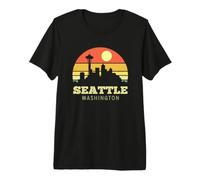 Seattle Washington Vintage Sunset City Needle Retro Style Premium T-Shirt