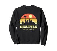 Seattle Washington Vintage Sunset City Needle Retro Style Sweatshirt