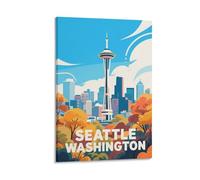 Seattle Washington Vintage Travel Posters 24x36inch(60x90cm) Wall Decor Painting Canvas Wall Art Living Room Poster Bedroom
