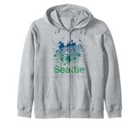 Seattle Wolf Native American Indian Art Zip Hoodie