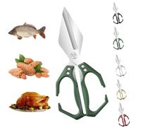 Seattleget Multifunctional Heavy-Duty Kitchen Shears, 2 in 1 Stainless Steel Scissors All Purpose Stainless Steel Poultry Scissors for Food, Chicken Bones and Turkey(Green)